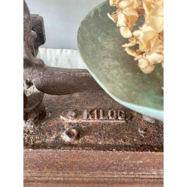 Antique French Roberval System Scale in Cast Iron and Brass with Ring, 1890s, Set of 8 For Sale - Image 13 of 15