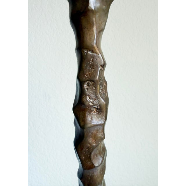 Giacometti Style 19” Cast Bronze Candlesticks, a Pair For Sale In Sacramento - Image 6 of 10