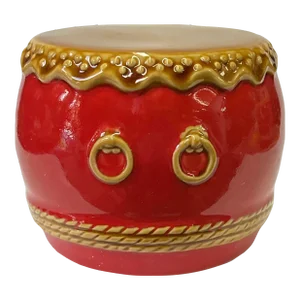 Chinese Red Ceramic Small Traditional Drum Shape Display