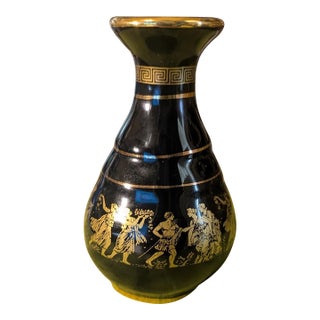 Vintage Handmade Greek 24k Gold Neoclassical Urn Vase For Sale