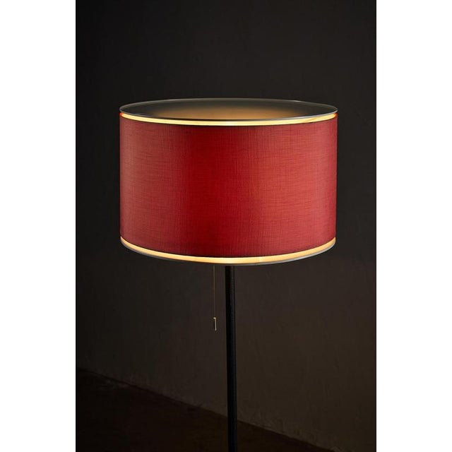 1970s Floor Lamp with Bordeaux Shade and Leather Base from Staff Leuchten, 1970s For Sale - Image 5 of 9