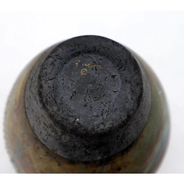 Raku Fired Baluster Shape Mid-Century Modern Porcelain Vase For Sale - Image 9 of 11