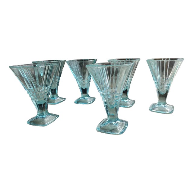 Ice Cream Cups, Blue, Italy Firenze, 1970s, Price for 6 Pieces, Set of 6 For Sale