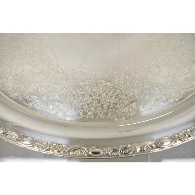 Late 20th Century Late 20th Century Wm Rogers & Son Victorian Rose 1982 Silver Plated Oval Serving Platter Tray For Sale - Image 5 of 12