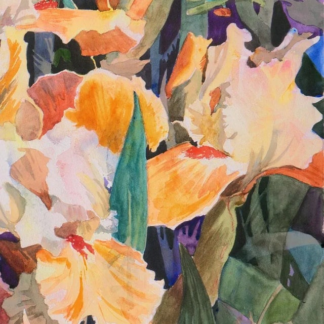 1990s 'Golden Irises' by Sally Bookman, St. Martin's School, California Woman Artist, Santa Cruz For Sale - Image 5 of 7