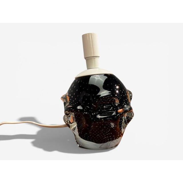 Mid-Century Modern Kosta, Small Table Lamp, Black Glass, Sweden, 1950s For Sale - Image 3 of 9