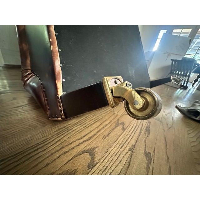 Metal George Smith Large Short Scroll Arm Signature Chair in Cigar Leather For Sale - Image 7 of 11