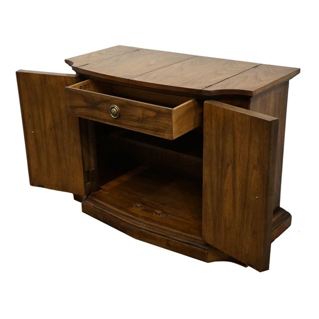 Late 20th Century Century Furniture Solid Walnut Italian Neoclassical Tuscan Style 52" 40" Flip Top Server Buffet For Sale - Image 5 of 12