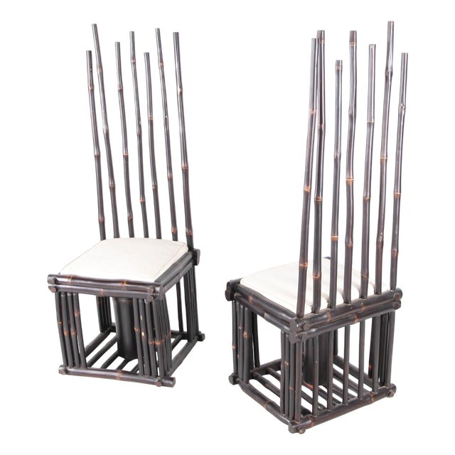 Set of Bamboo Side Chairs, 1980s For Sale