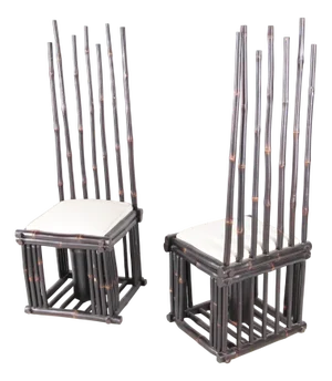 Set of Bamboo Side Chairs, 1980s