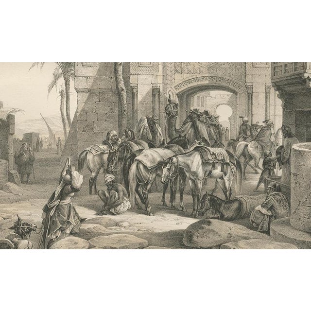 Orientalist Caravan at Rest City Gate Scene, 1846, Paper For Sale - Image 4 of 9