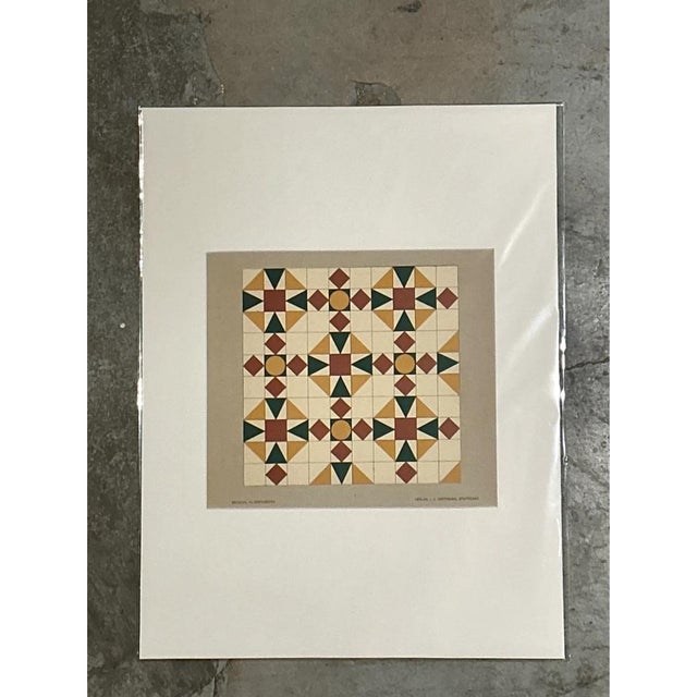 Vintage Geometric Tile Pattern Serigraph For Sale - Image 11 of 12