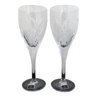 John Rocha Waterford Cut Crystal Signature Red Wine Goblet 9 1/8" Glass Pair For Sale