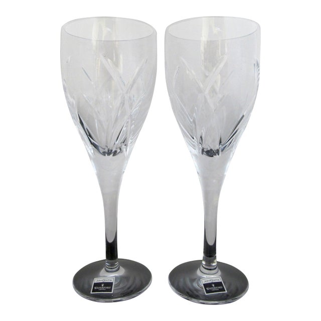 John Rocha Waterford Cut Crystal Signature Red Wine Goblet 9 1/8" Glass Pair For Sale