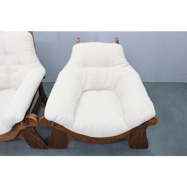 Wood Brutalist Oak Armchairs, Czechoslovakia, 1970s, Set of 2 For Sale - Image 7 of 17