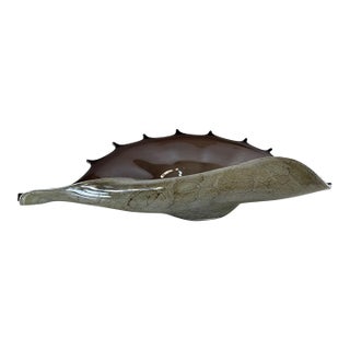 Vintage Krosno Jozefina Poland Art Glass Shell Clam Centerpieces Platter Bowl For Sale