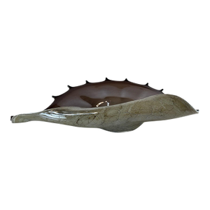 Vintage Krosno Jozefina Poland Art Glass Shell Clam Centerpieces Platter Bowl