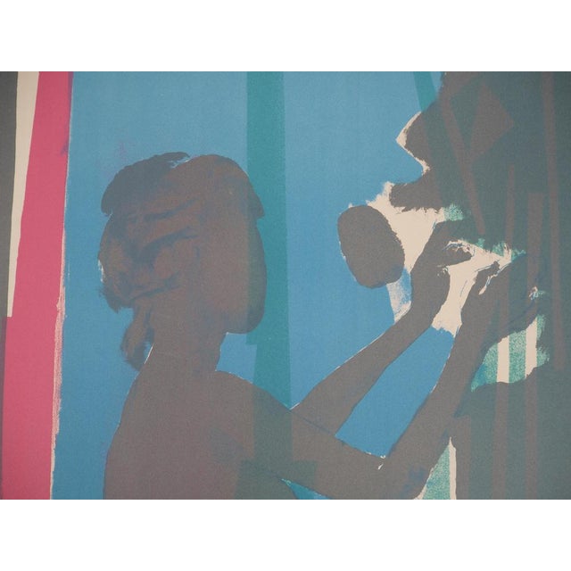 Modern Paul Guiramand, Young Woman Picking Fruit, 1960-70, Original Lithograph For Sale - Image 3 of 8