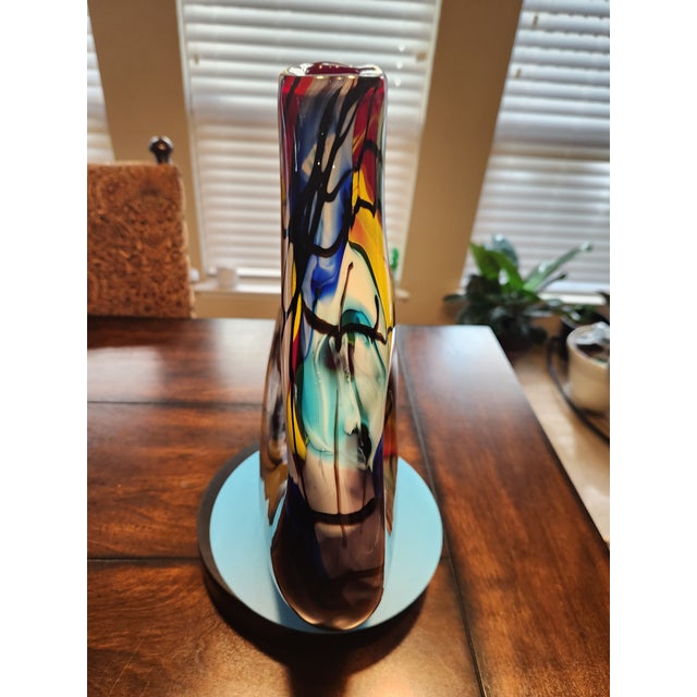Mid 20th Century Monumental 14" Signed v. Nason Murano Art Glass Cubist Vase 9.5lb Picasso Homage For Sale - Image 5 of 9