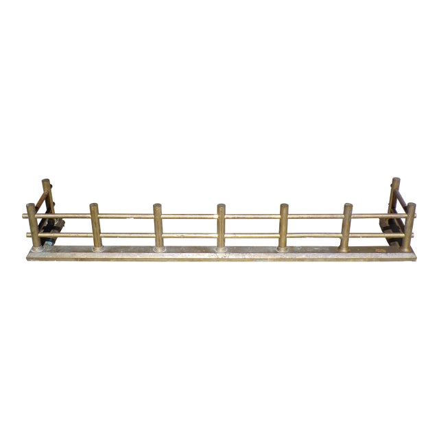 Antique Large Brass Fireplace Fender Fire Surround Early 20th Century For Sale