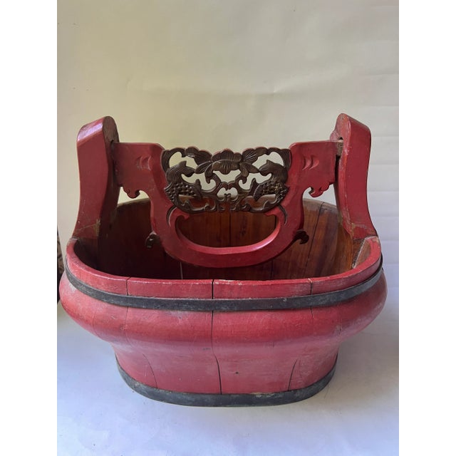 Early 20th Century Antique Qing Dynasty Chinese Wooden Basket, 19th Century For Sale - Image 5 of 13