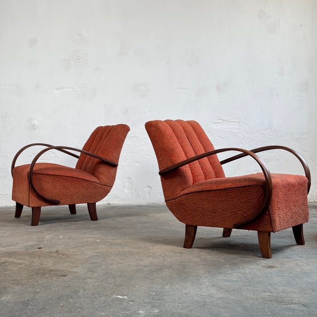 Czechoslovak Art Deco H-410 Armchairs by Jindrich Halabala for Up Závody, 1930s, Set of 2 For Sale - Image 4 of 9