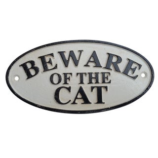 Vintage "Beware of the Cat" Sign For Sale