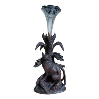 Black Forest Vase Holder with Fox, 1890s-1910s For Sale