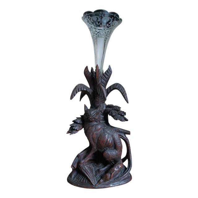 Black Forest Vase Holder with Fox, 1890s-1910s For Sale
