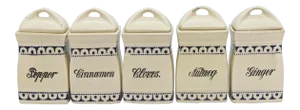 Vintage German Porcelain Spice Jars - Set of 5