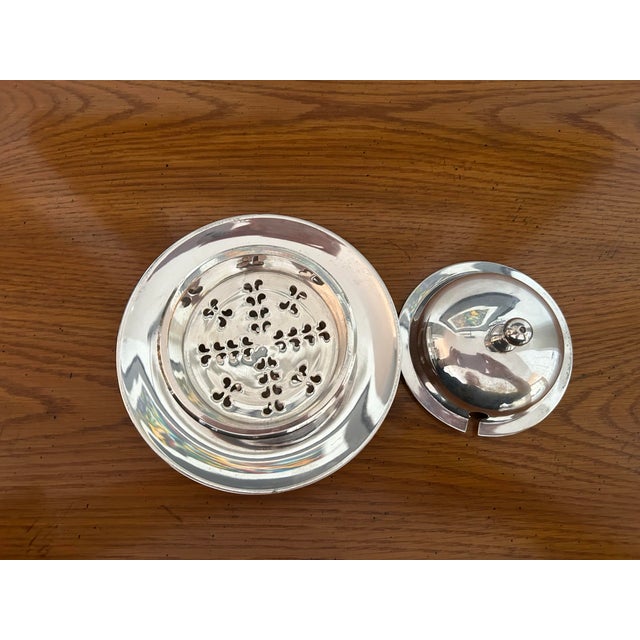 1990s Round Silverplate Butter Dish For Sale - Image 4 of 6