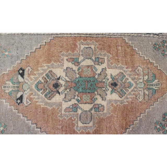 Traditional Vintage Turkish Oushak Rug With All-Over Sub-Geometric Medallion Design For Sale - Image 3 of 8