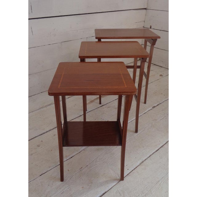 Edwardian Nesting Tables in Inlaid Mahogany, 1930s, Set of 3 For Sale - Image 3 of 18