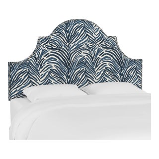 King Halsted Headboard in Washed Zebra Blue Oga For Sale