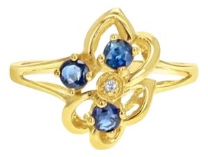Sapphire Ring 10k Yellow Gold, Size 7