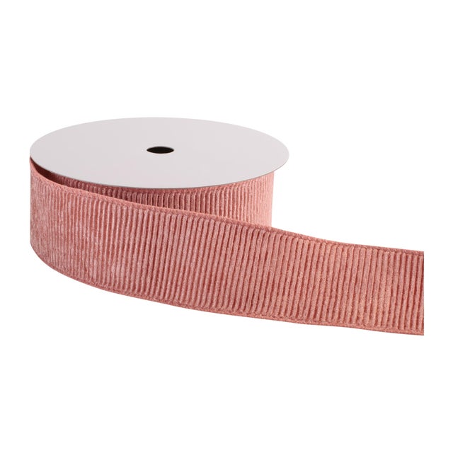 Add rich texture and designer appeal to your décor with this ribbed velvet wired ribbon. Featuring a soft velvet surface...