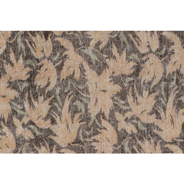 Traditional Vintage Turkish Distressed Rug in Brown With Floral Patterns, From Rug & Kilim For Sale - Image 3 of 7