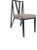 Modern patio dining chair. Made of iron with a matte black finish. The seat cushion is done in a Sunbrella fabric. Boxed...