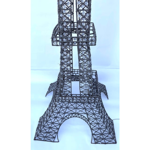 Vintage Mid-Century Large 7 Foot Beaded Glass Floor Lamp in the Form of the Eiffel Tower For Sale In Los Angeles - Image 6 of 11