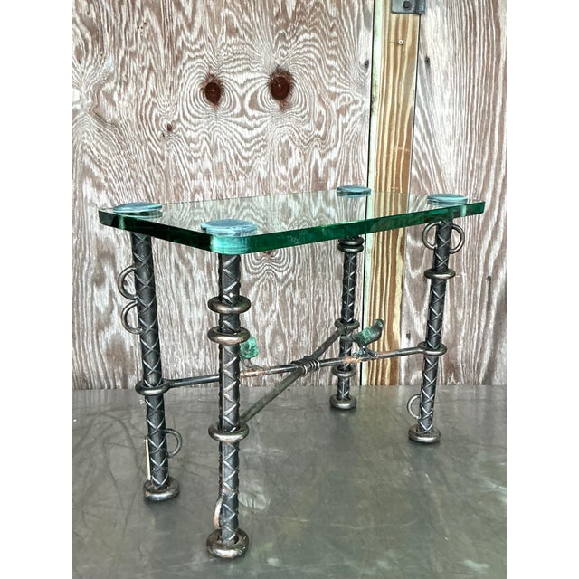 Vintage Boho Ilana Goor Rebar Birds Side Table For Sale - Image 11 of 12