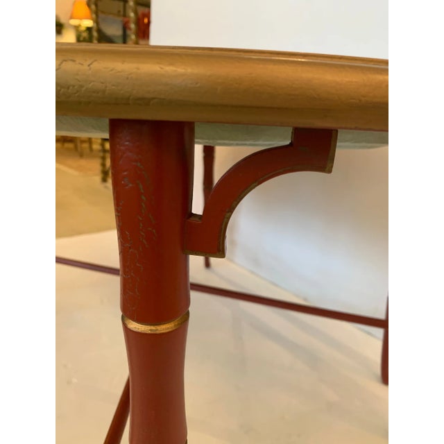 Cinnamon Faux Bamboo and Painted Tray Coffee Table For Sale - Image 8 of 13