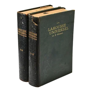 French Leather Bound Set of Larousse Encyclopedic Dictionaries - Set of 2
