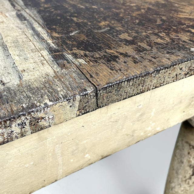 Antique Italian White Painted Wooden Dining Table with Two Drawers, 1800s For Sale - Image 9 of 18