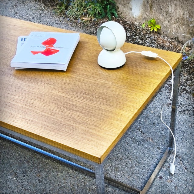 Coffee Table in Oak and Chromed Steel, 1980s For Sale - Image 10 of 18