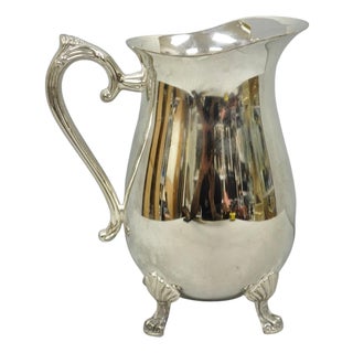 Vintage Victorian Style Silver Plated Bulbous Footed Lemonade Water Pitcher For Sale