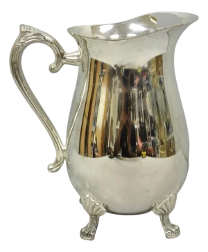 Vintage Victorian Style Silver Plated Bulbous Footed Lemonade Water Pitcher