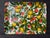 Colorful, oversized vintage molded plastic fruit and leaf print tray. Made in Italy by Tex Tray, seal imprinted on the...