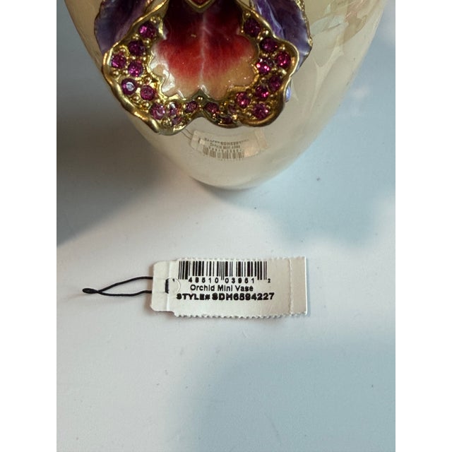 Jay Strongwater Audra Orchid Mini Jeweled Art Glass Vase With Box For Sale - Image 10 of 14
