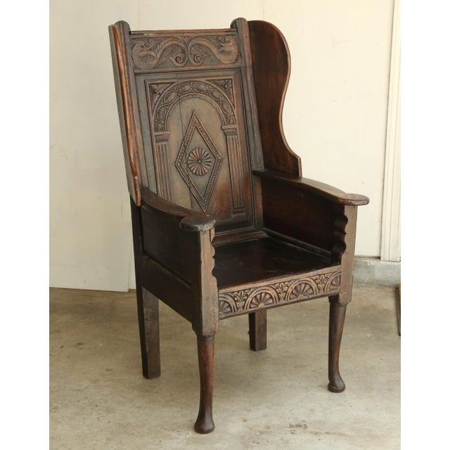 18th-Century Georgian Oak Wainscot Manor Chair For Sale - Image 10 of 10
