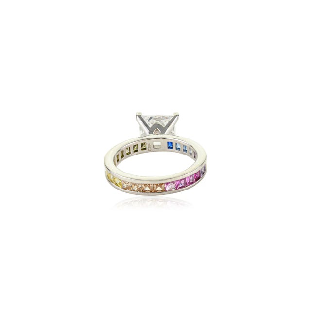 Sterling Silver Cubic Zirconia Ring- Dainty Sparkling Statement Jewelry Gift- Size 8 For Sale - Image 6 of 10